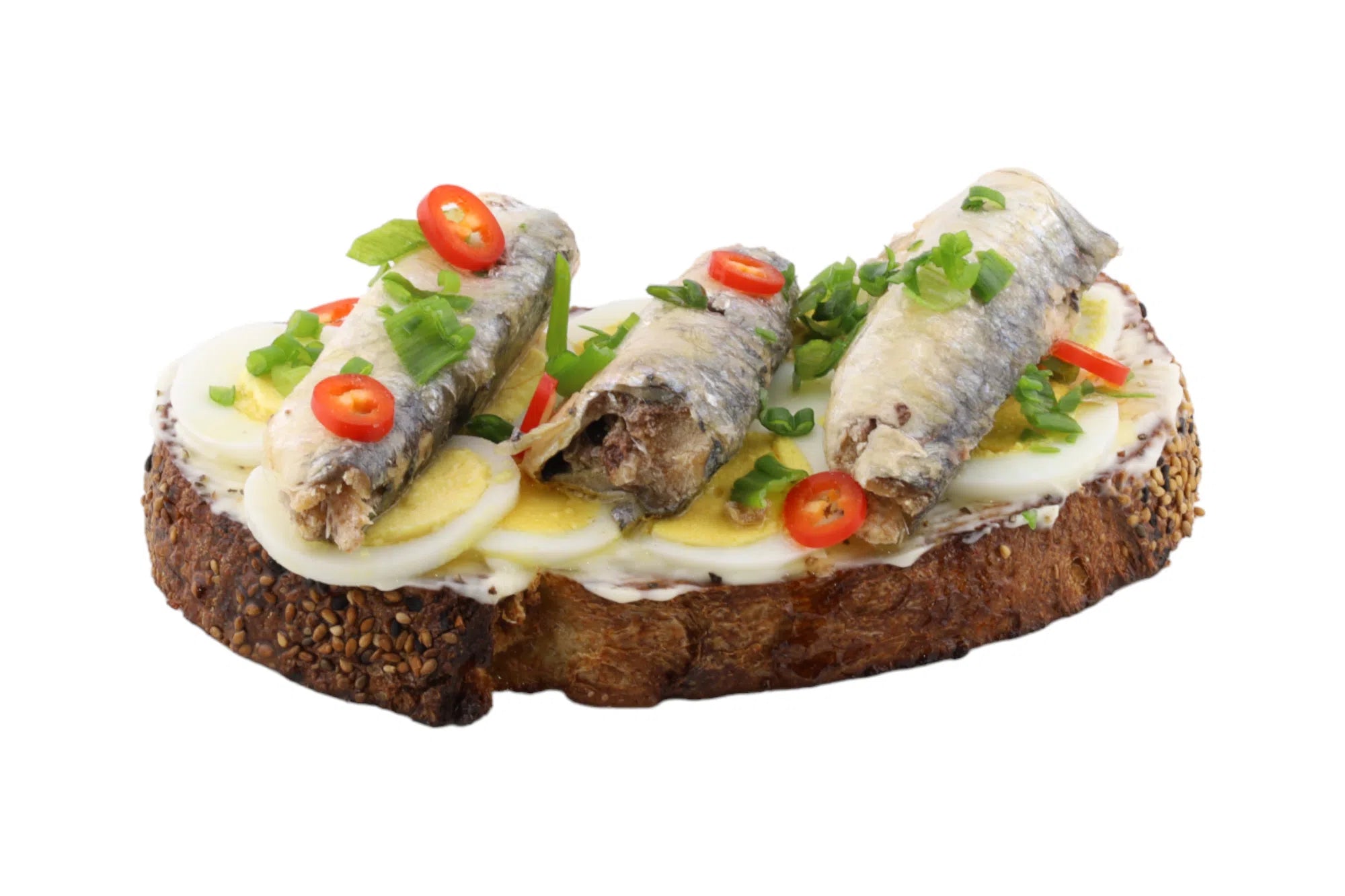 Sliced Egg & Sardines Toast